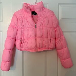 Pink Quilted Puffer Jacket Insulated Winter Coat